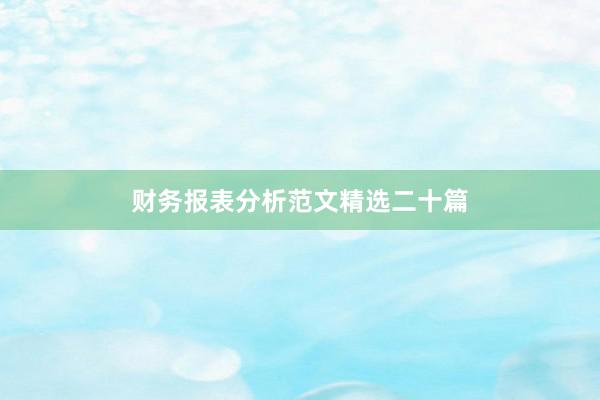 财务报表分析范文精选二十篇
